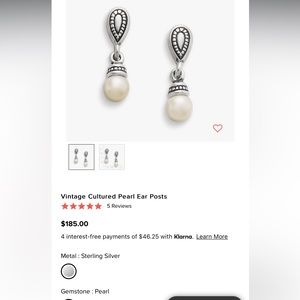 James Avery “vintage cultured pear ear posts” earrings